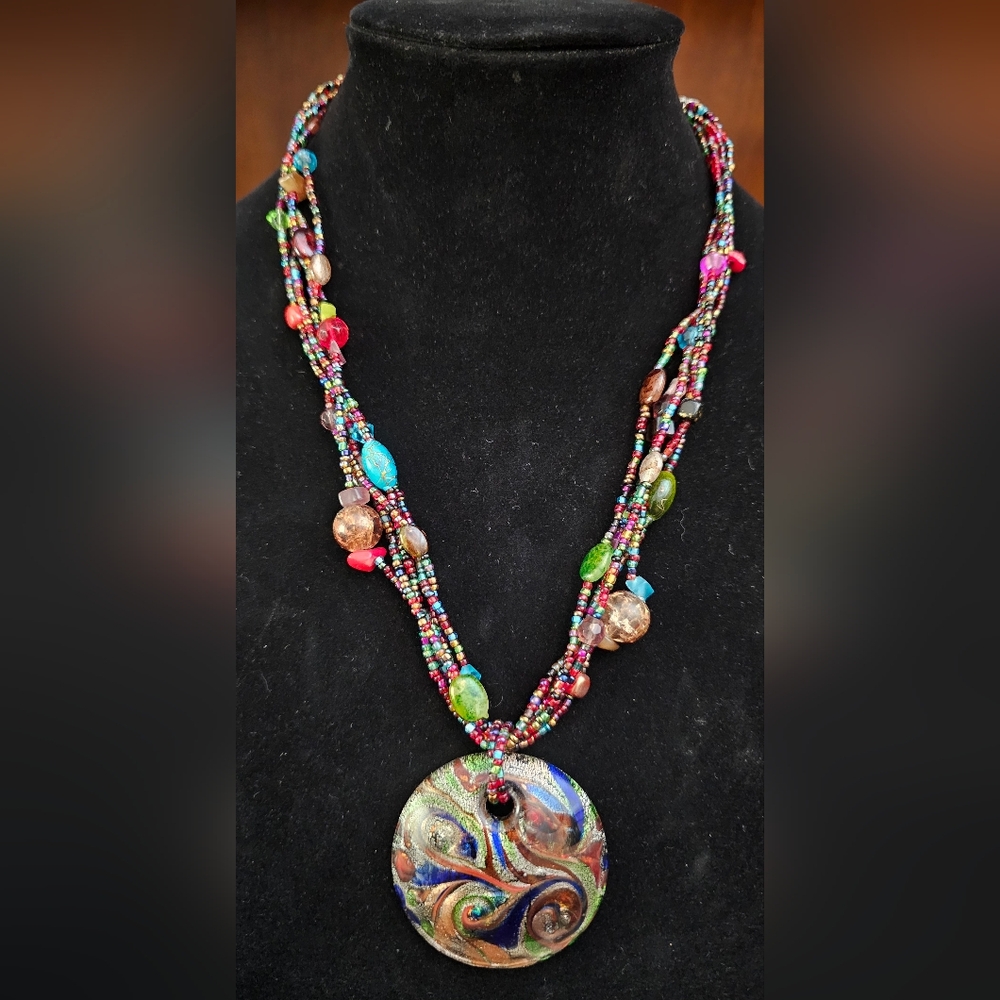 Muti-Colored, Multi-Strand Beaded Bohemian Flair Necklace